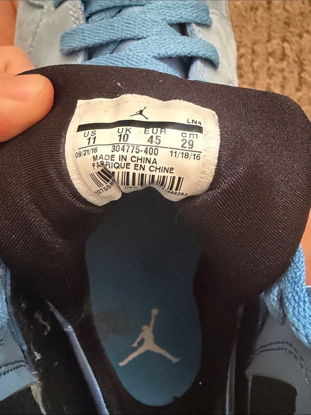 Jordan Light Blue Suede High-Top Sneakers